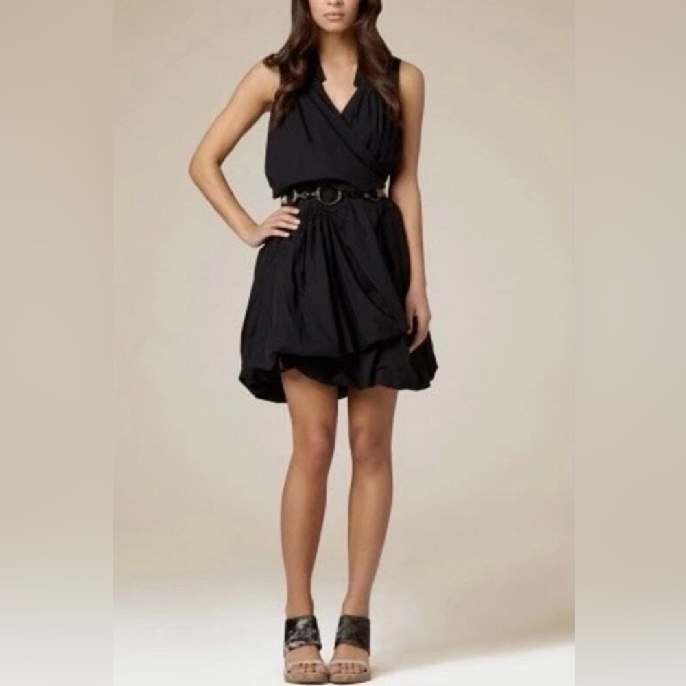 AllSaints Spitalfields Misae Dress Women’s 6 Mini Black Sleeveless Wrap Bubble